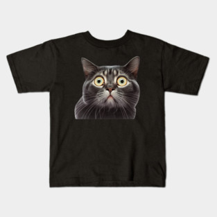 Funny Scared Cat Face, Cat Lover, Scaredy Cat Kids T-Shirt