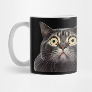 Funny Scared Cat Face, Cat Lover, Scaredy Cat Mug