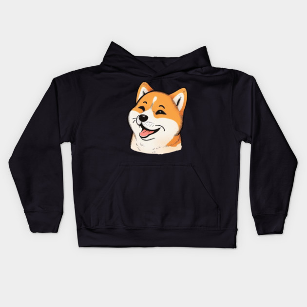 Cute Shiba Inu Dog Smiling Kids Hoodie by logiamerch