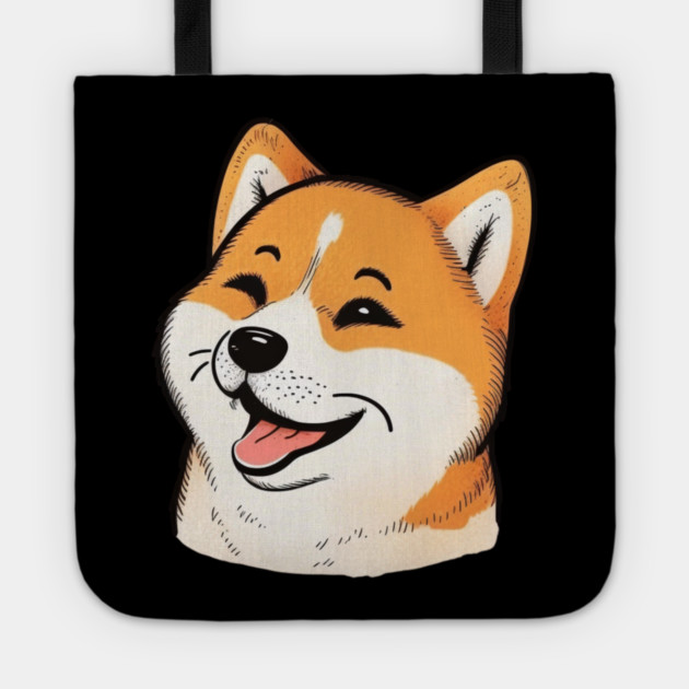Cute Shiba Inu Dog Smiling Tote by logiamerch