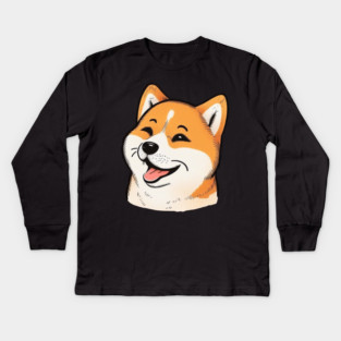 Cute Shiba Inu Dog Smiling Kids Long Sleeve T-Shirt