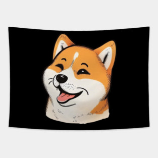 Cute Shiba Inu Dog Smiling Tapestry