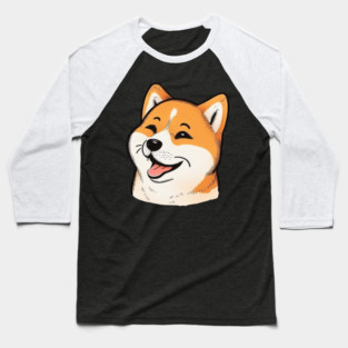 Cute Shiba Inu Dog Smiling Baseball T-Shirt