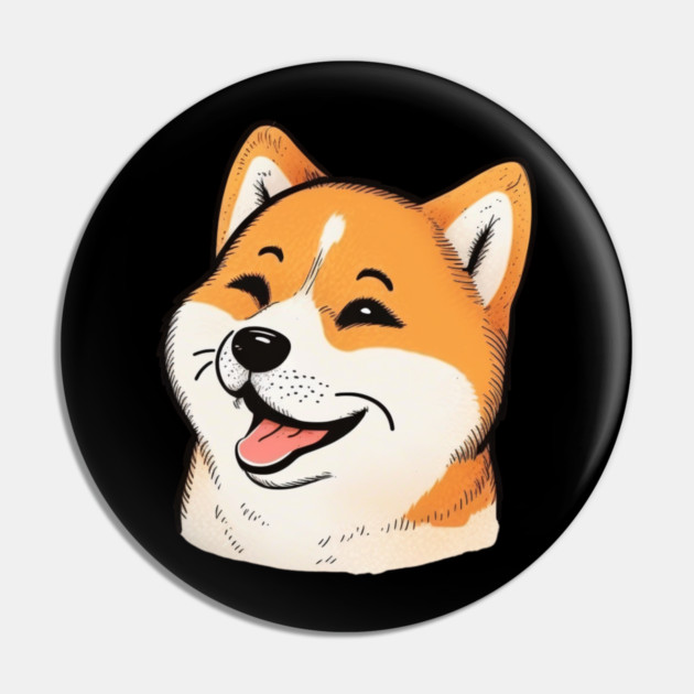 Cute Shiba Inu Dog Smiling Pin by logiamerch