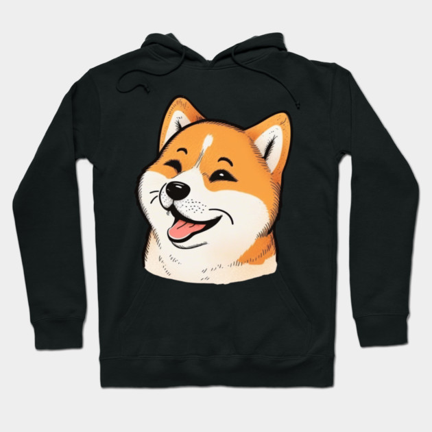 Cute Shiba Inu Dog Smiling Hoodie by logiamerch