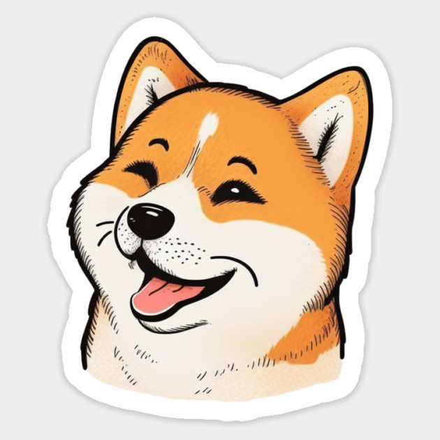 Cute Shiba Inu Dog Smiling Sticker by logiamerch