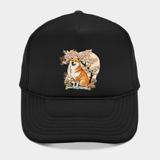 Shiba Inu Dog, with Cherry Blossom Moon, Dog Lover by logiamerch