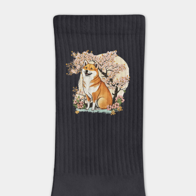 Shiba Inu Dog, with Cherry Blossom Moon, Dog Lover by logiamerch