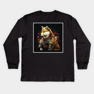 Shiba Inu dog, Samurai, Funny Dog Lover Kids Long Sleeve T-Shirt