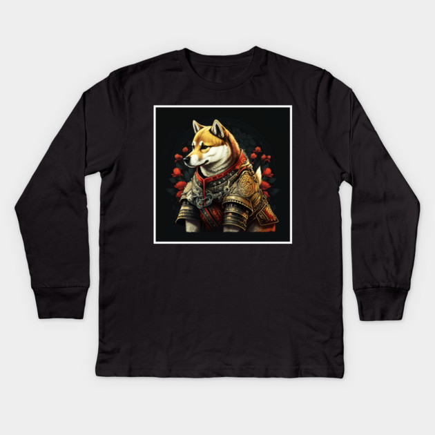 Shiba Inu dog, Samurai, Funny Dog Lover Kids Long Sleeve T-Shirt by logiamerch