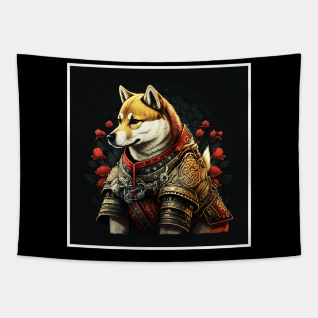Shiba Inu dog, Samurai, Funny Dog Lover Tapestry by logiamerch