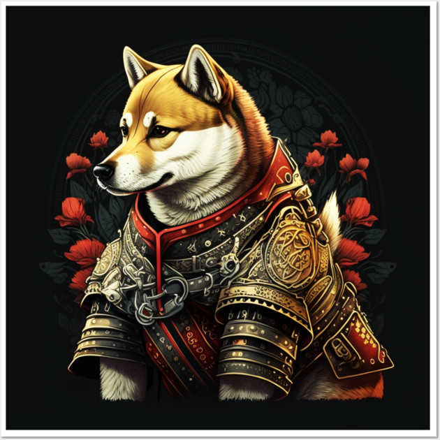 Shiba Inu dog, Samurai, Funny Dog Lover Wall Art by logiamerch