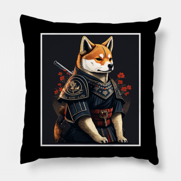 Shiba Inu dog, Samurai, Funny Dog Lover Pillow by logiamerch
