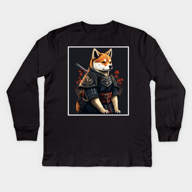 Shiba Inu dog, Samurai, Funny Dog Lover Kids Long Sleeve T-Shirt by logiamerch