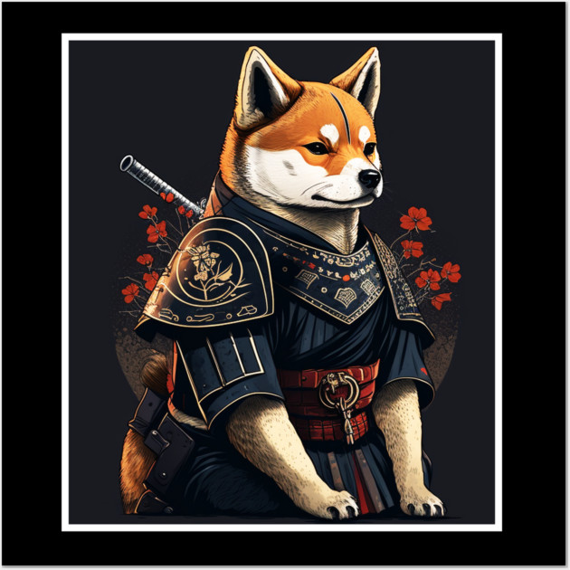 Shiba Inu dog, Samurai, Funny Dog Lover Wall Art by logiamerch
