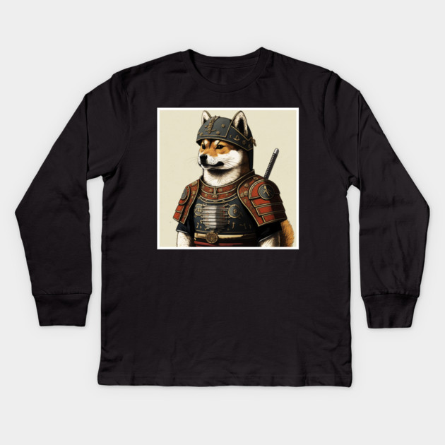 Shiba Inu dog, Samurai, Funny Dog Lover Kids Long Sleeve T-Shirt by logiamerch