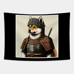 Shiba Inu dog, Samurai, Funny Dog Lover Tapestry