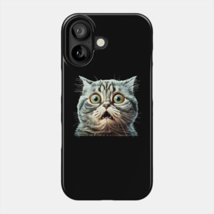 Funny Scared Cat Face, Cat Lover, Scaredy Cat Phone Case