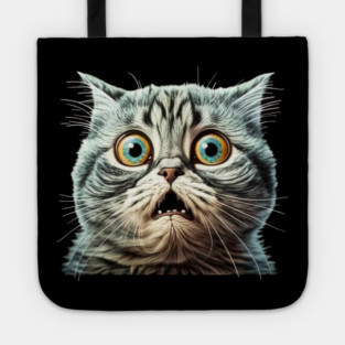 Funny Scared Cat Face, Cat Lover, Scaredy Cat Tote