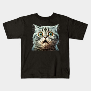 Funny Scared Cat Face, Cat Lover, Scaredy Cat Kids T-Shirt