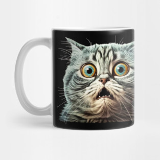 Funny Scared Cat Face, Cat Lover, Scaredy Cat Mug