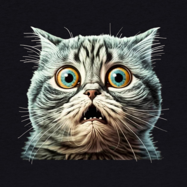 Funny Scared Cat Face, Cat Lover, Scaredy Cat by logiamerch