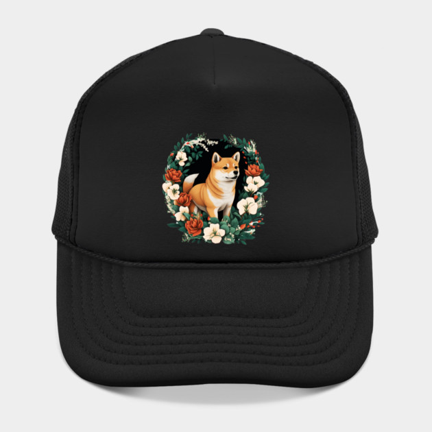 Shiba Inu Dog, Rose, Floral Ornament by logiamerch