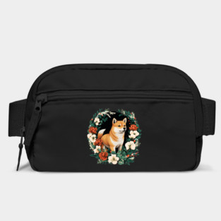 Shiba Inu Dog, Rose, Floral Ornament Bag