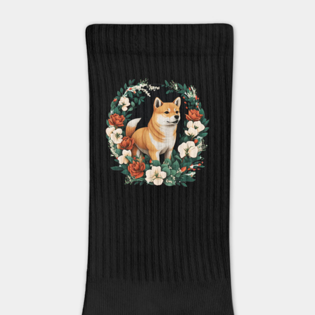 Shiba Inu Dog, Rose, Floral Ornament by logiamerch