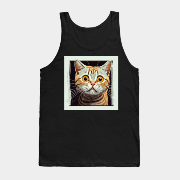 Funny Scared Ginger Cat Face, Cat Lover, Scaredy Cat Tank Top by logiamerch