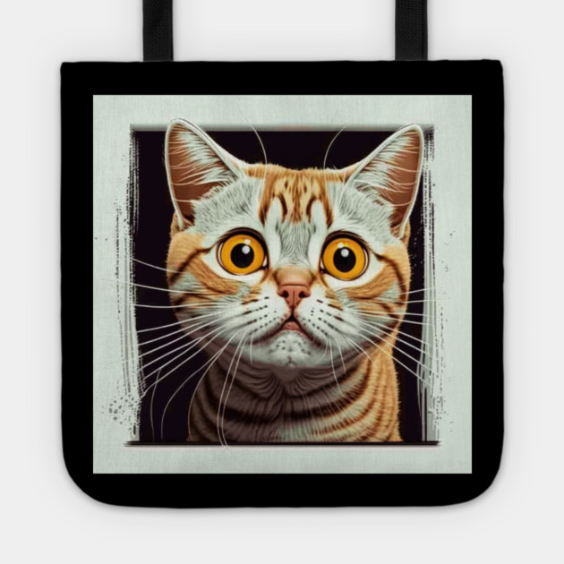 Funny Scared Ginger Cat Face, Cat Lover, Scaredy Cat Tote by logiamerch