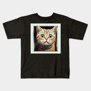Funny Scared Ginger Cat Face, Cat Lover, Scaredy Cat Kids T-Shirt