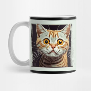 Funny Scared Ginger Cat Face, Cat Lover, Scaredy Cat Mug