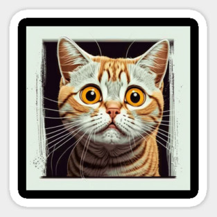 Funny Scared Ginger Cat Face, Cat Lover, Scaredy Cat Magnet