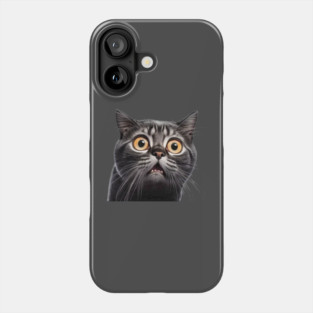 Funny Scared Cat Face, Cat Lover, Scaredy Cat Phone Case
