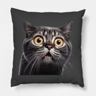 Funny Scared Cat Face, Cat Lover, Scaredy Cat Pillow