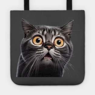 Funny Scared Cat Face, Cat Lover, Scaredy Cat Tote