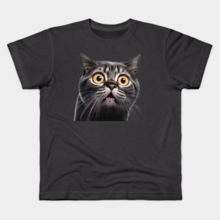 Funny Scared Cat Face, Cat Lover, Scaredy Cat Kids T-Shirt