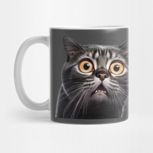 Funny Scared Cat Face, Cat Lover, Scaredy Cat Mug