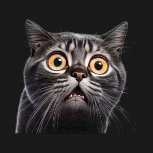 Funny Scared Cat Face, Cat Lover, Scaredy Cat T-Shirt