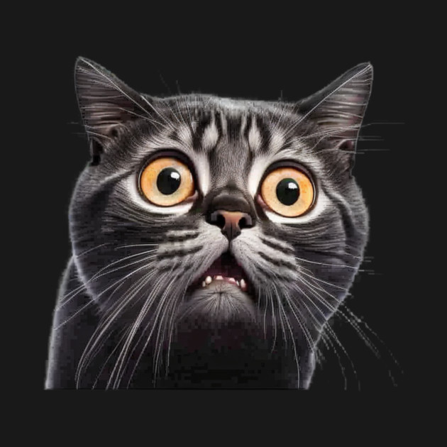 Funny Scared Cat Face, Cat Lover, Scaredy Cat by logiamerch