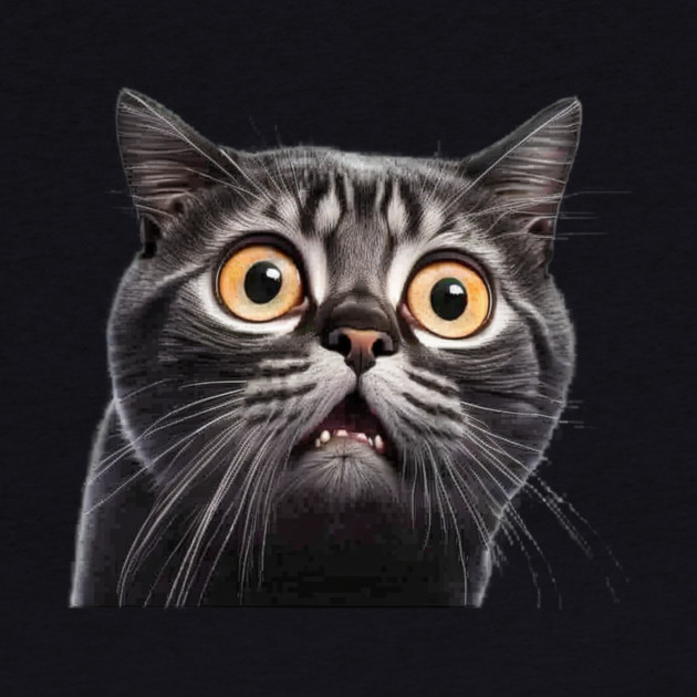 Funny Scared Cat Face, Cat Lover, Scaredy Cat by logiamerch