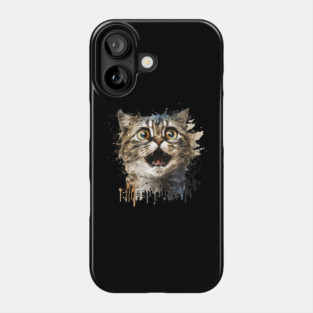 Funny Scared Cat Face, Cat Lover, Scaredy Cat Phone Case