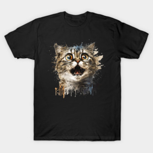 Funny Scared Cat Face, Cat Lover, Scaredy Cat T-Shirt