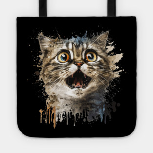 Funny Scared Cat Face, Cat Lover, Scaredy Cat Tote