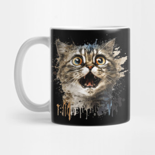 Funny Scared Cat Face, Cat Lover, Scaredy Cat Mug