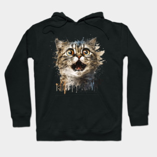 Funny Scared Cat Face, Cat Lover, Scaredy Cat Hoodie