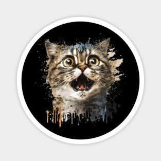 Funny Scared Cat Face, Cat Lover, Scaredy Cat Magnet