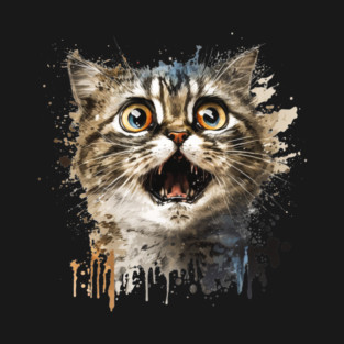 Funny Scared Cat Face, Cat Lover, Scaredy Cat T-Shirt