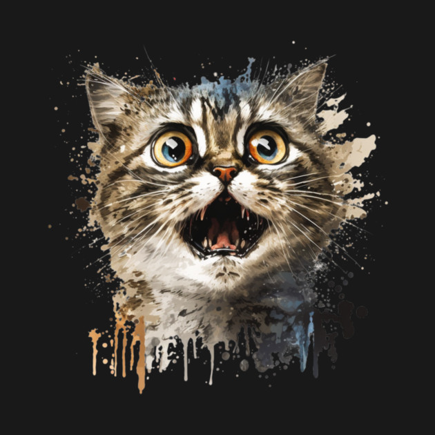 Funny Scared Cat Face, Cat Lover, Scaredy Cat by logiamerch